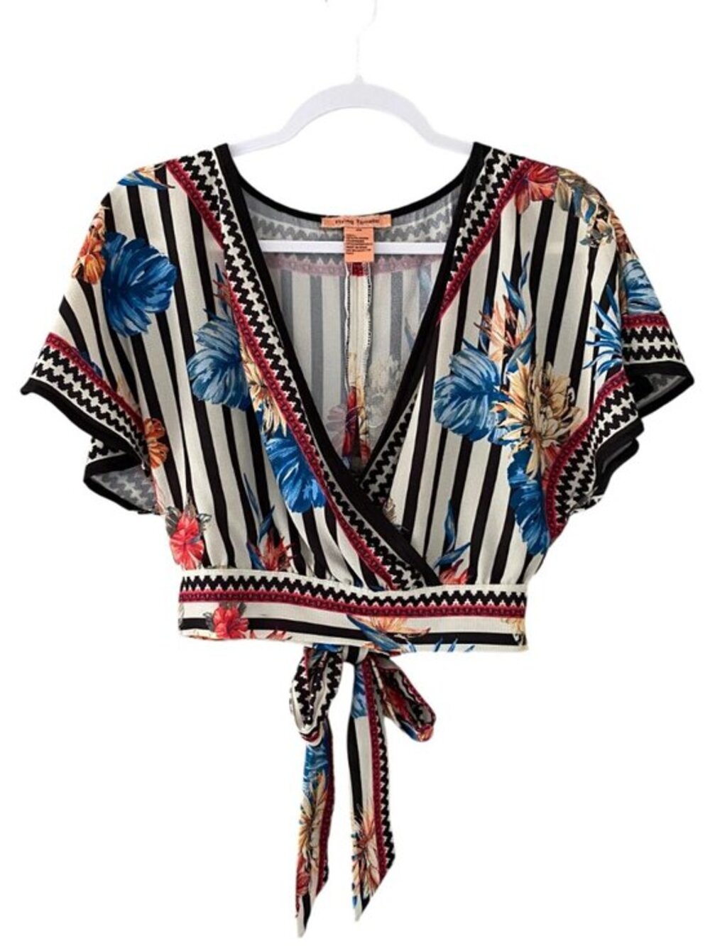 Flying Tomato Floral Crop Top Open Back with Tie - Size XS